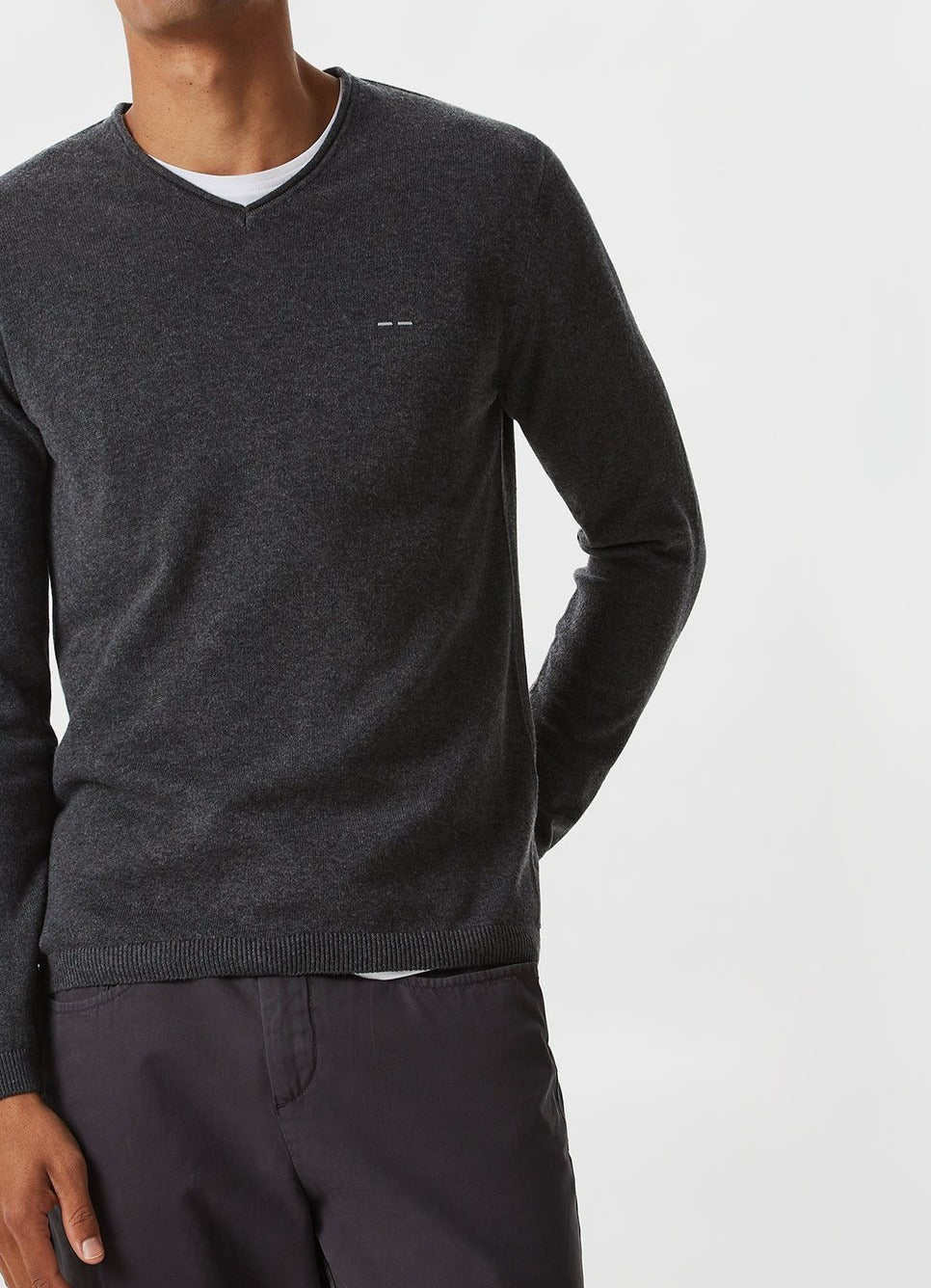 Men Jersey | Charcoal Grey Sweater by Spanish designer Adolfo Dominguez