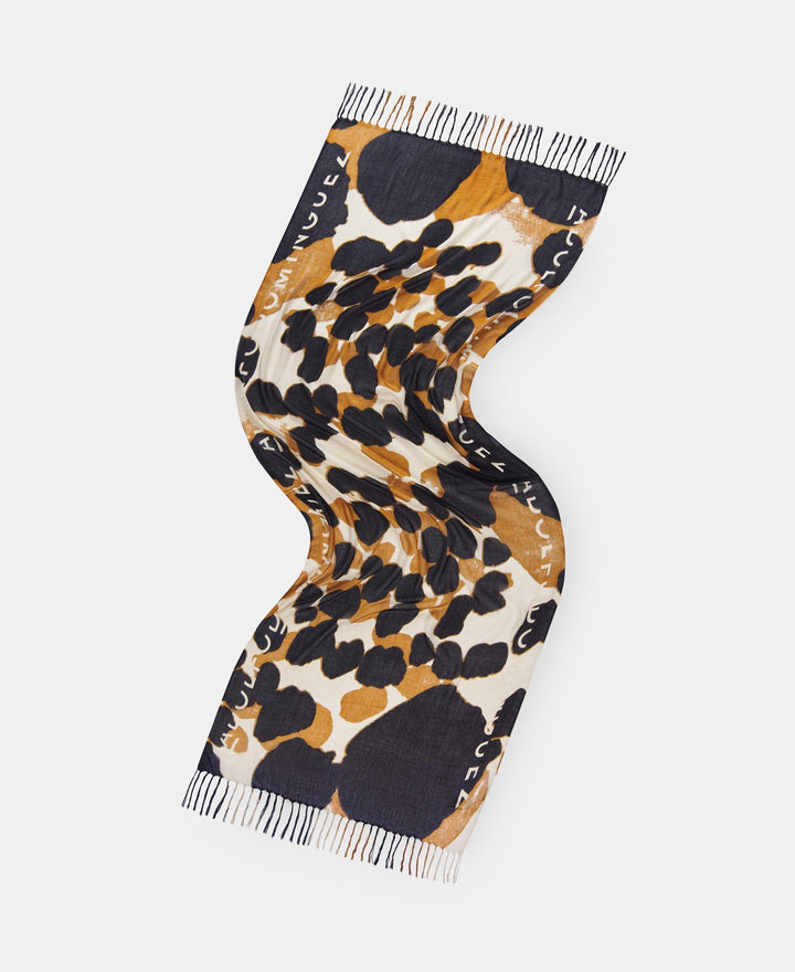 Women Shawl | Chocolate Leopard Animal Print Shawl With Fringe by Spanish designer Adolfo Dominguez