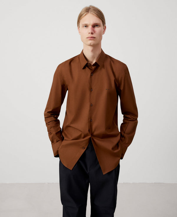 Men Shirt | Chocolate Regular Fit Cotton Shirt by Spanish designer Adolfo Dominguez