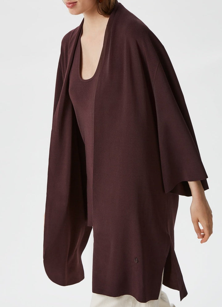 Women Knit Jacket | Dark Brown Viscose And Nylon Knit Kimono by Spanish designer Adolfo Dominguez