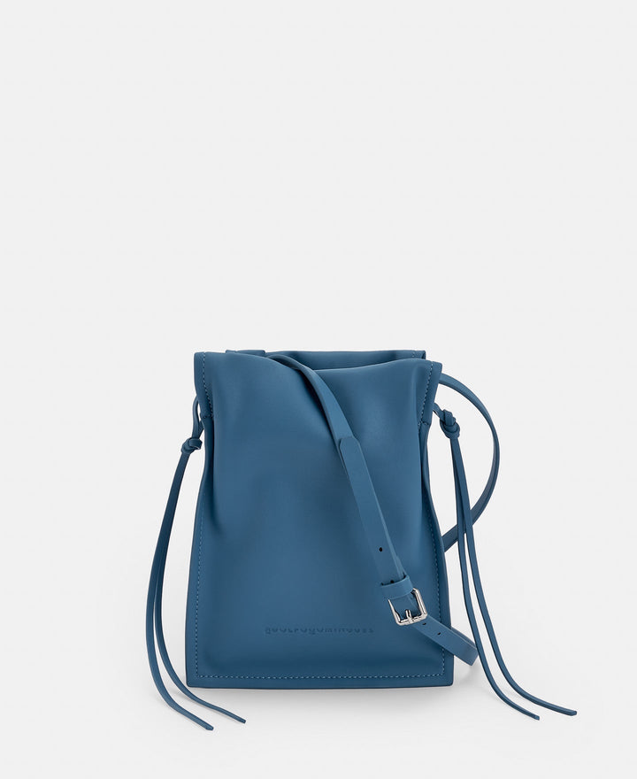 Women Bags | Denim Blue Recycled Polyurethane Small Shoulder Bag by Spanish designer Adolfo Dominguez