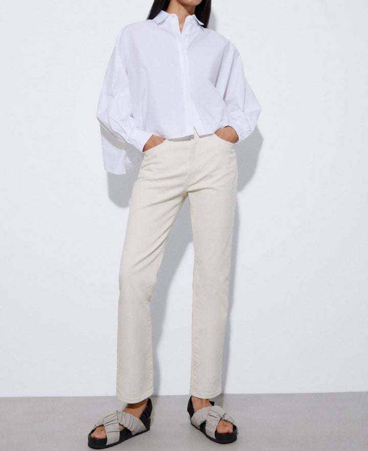 Women Jeans | Ecru Organic Cotton Denim Trousers by Spanish designer Adolfo Dominguez