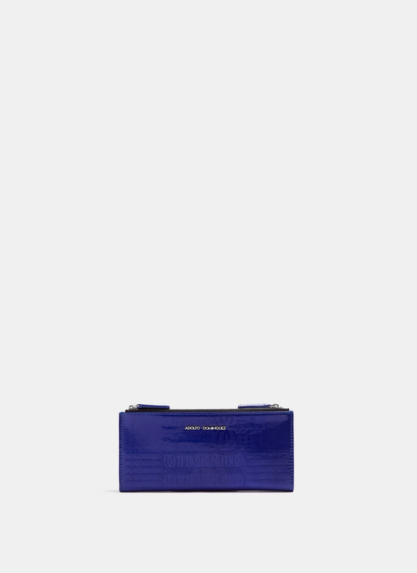 Women Wallet | Electric Blue Double Wallet With Binary Embossed Print by Spanish designer Adolfo Dominguez