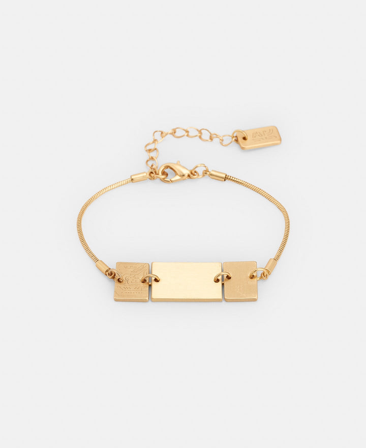 Women Bracelet | Gold Bracelet With Microchip Motif In Brass by Spanish designer Adolfo Dominguez