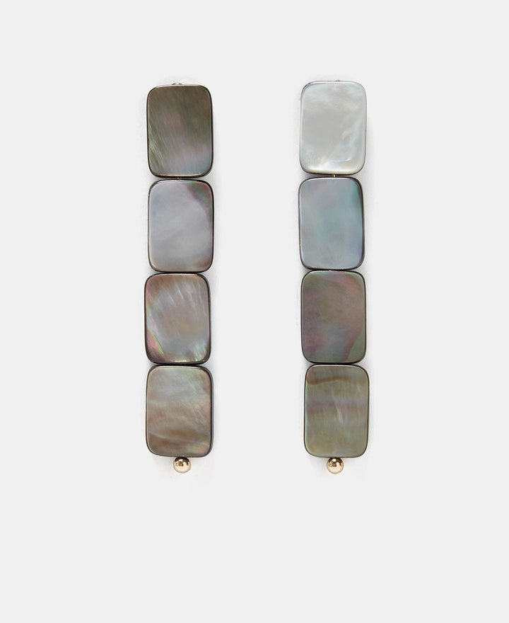 Women Earrings | Gold Long Earrings With Natural Shell by Spanish designer Adolfo Dominguez