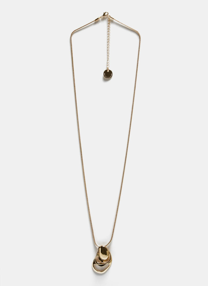 Women Necklace | Gold Long Necklace With Oval-Shaped Pendant by Spanish designer Adolfo Dominguez