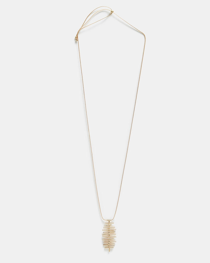 Women Necklace | Gold Metal Necklace With Tubular Shapes by Spanish designer Adolfo Dominguez