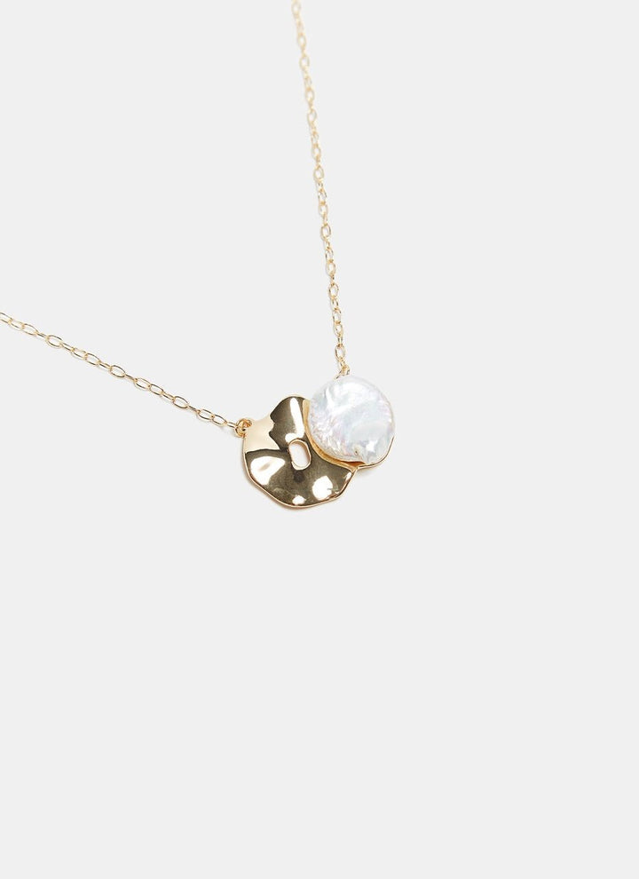 Women Necklace | Gold Necklace With Irregular Mounted Pearl by Spanish designer Adolfo Dominguez
