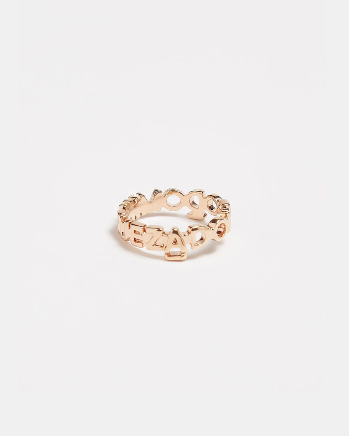 Women Accesories | Gold Pink Logoed Ring by Spanish designer Adolfo Dominguez