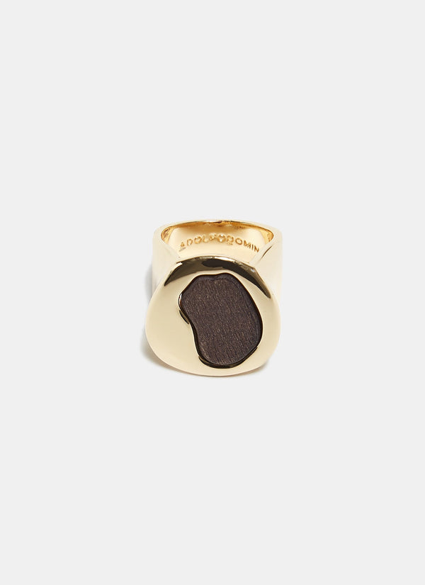 Women Ring | Gold Ring With Wooden Shape by Spanish designer Adolfo Dominguez