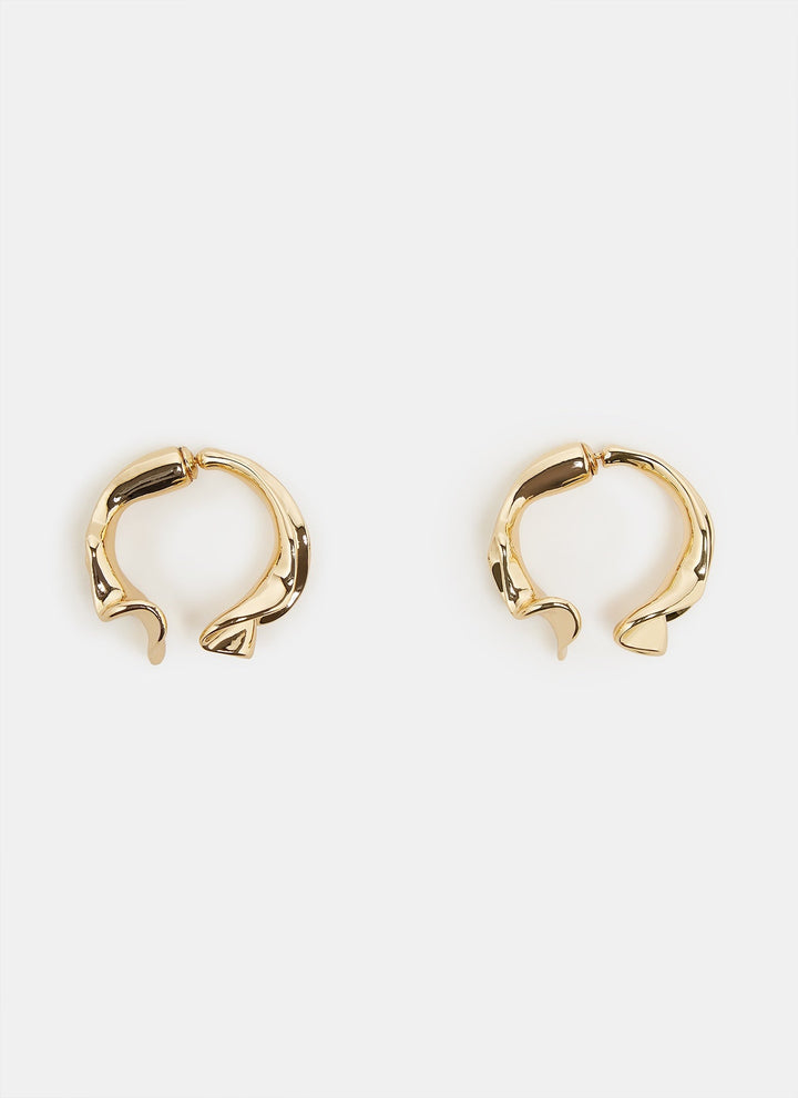 Women Earrings | Gold Short Earrings With Organic Shape by Spanish designer Adolfo Dominguez