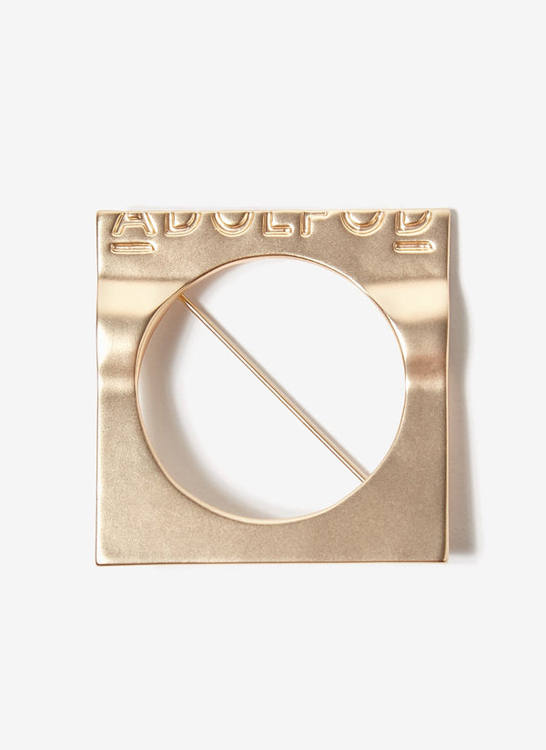 Women Accesories | Gold Squared Metal Brooch by Spanish designer Adolfo Dominguez