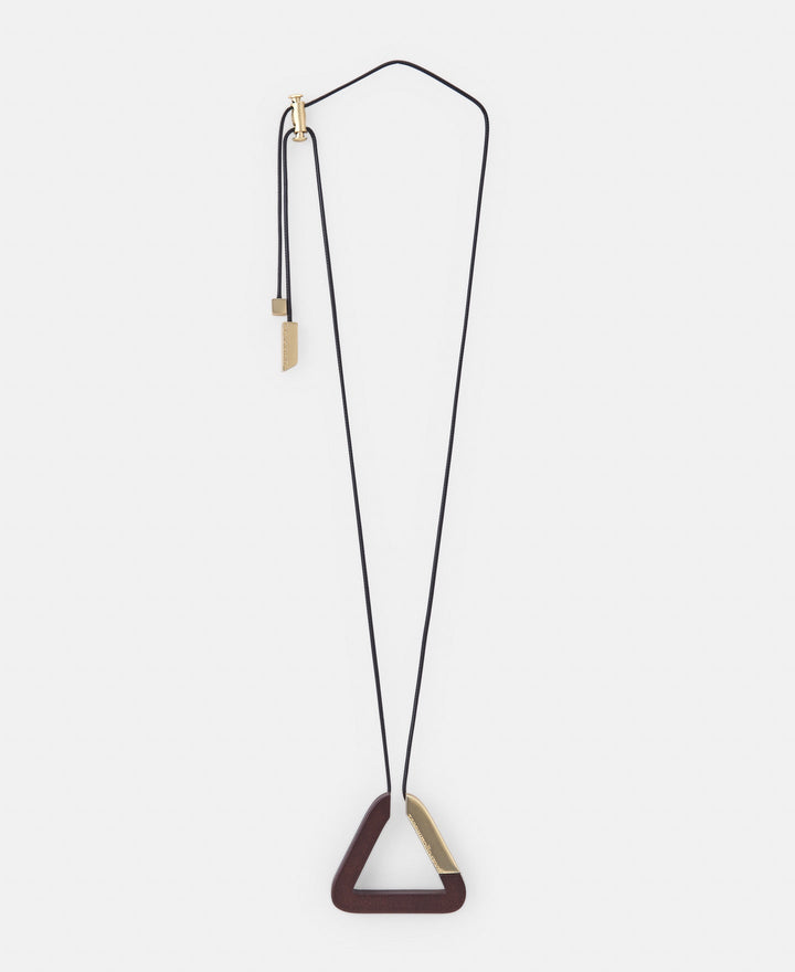 Women Necklace | Gold Triangular Necklace In Wood And Metal by Spanish designer Adolfo Dominguez