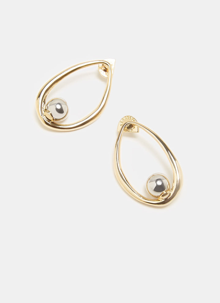 Women Earrings | Gold/Silver Short Oval Silhouette Earrings by Spanish designer Adolfo Dominguez