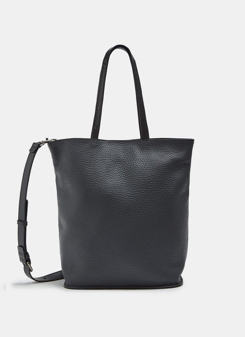 Women Leather Bag | Granulated Leather Vertical Shopper by Spanish designer Adolfo Dominguez