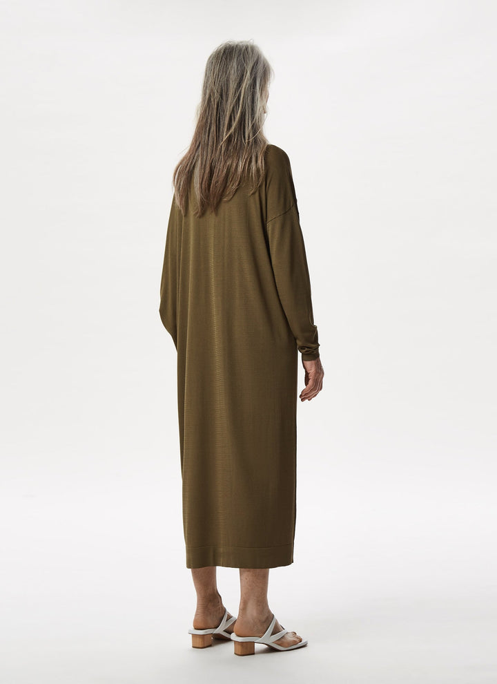 Women Dress | Green Asymmetric Oversize Viscose Dress by Spanish designer Adolfo Dominguez