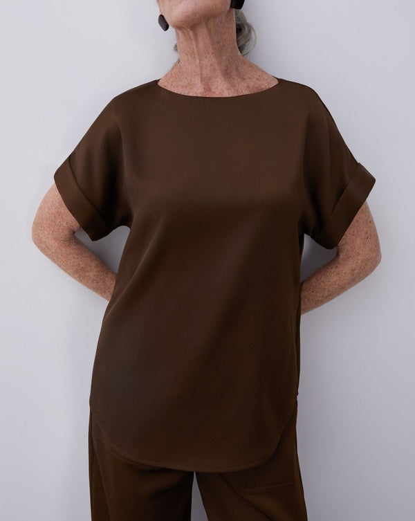 Women Shirt | Green Blouse With Short Drop Sleeve by Spanish designer Adolfo Dominguez