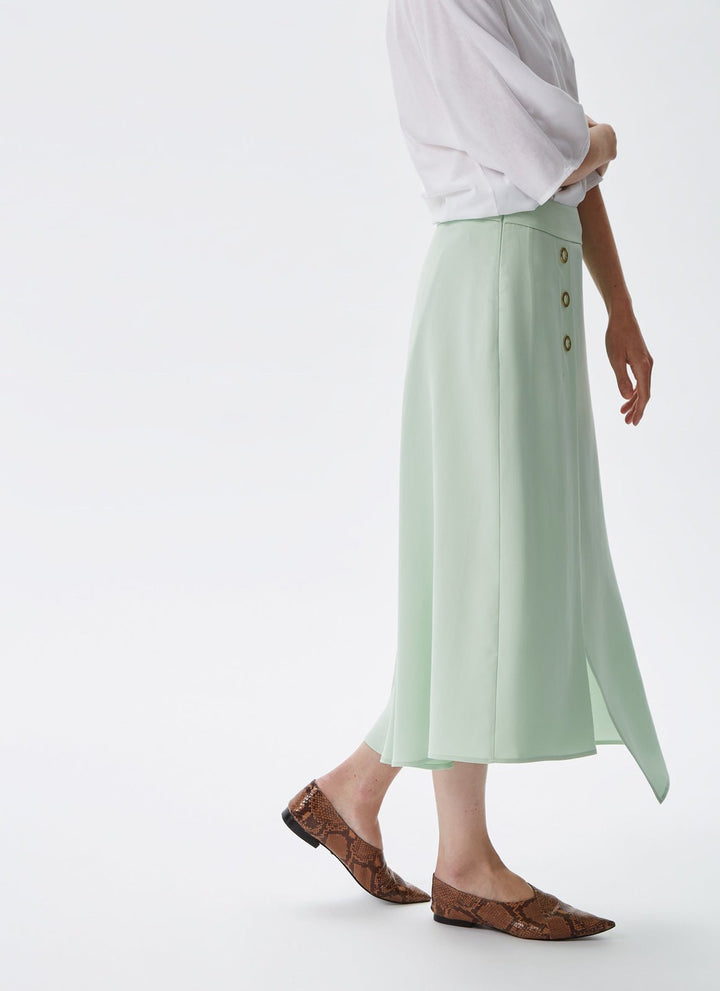 Women Skirt | Green Lyocell Skirt With Asymmetric Hem by Spanish designer Adolfo Dominguez