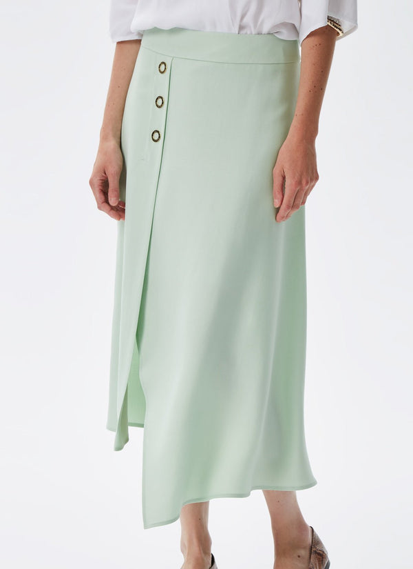 Women Skirt | Green Lyocell Skirt With Asymmetric Hem by Spanish designer Adolfo Dominguez