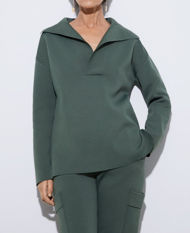 Women Jersey | Green Nylon And Viscose Knitted Sweater by Spanish designer Adolfo Dominguez