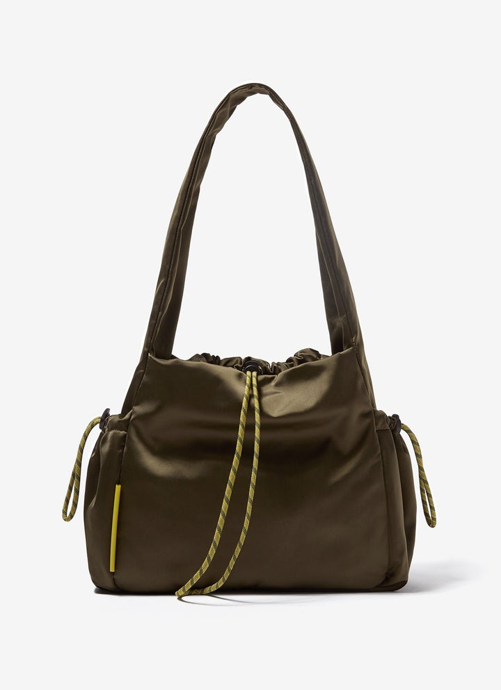 Women Bags | Green Nylon Hobo With Side Pockets by Spanish designer Adolfo Dominguez