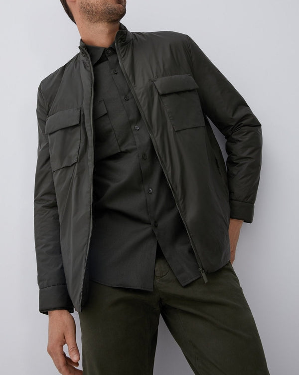 Men Overshirt | Green Padded Overshirt With Flap Pockets by Spanish designer Adolfo Dominguez