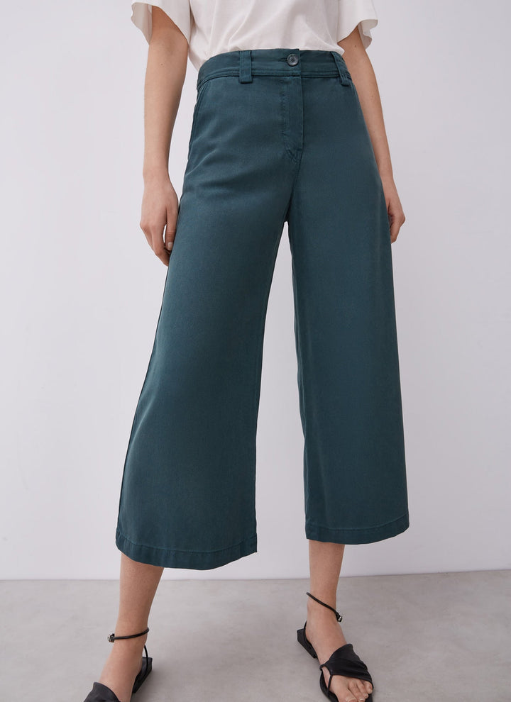 Women Trousers | Green Straight Lyocell Trousers by Spanish designer Adolfo Dominguez