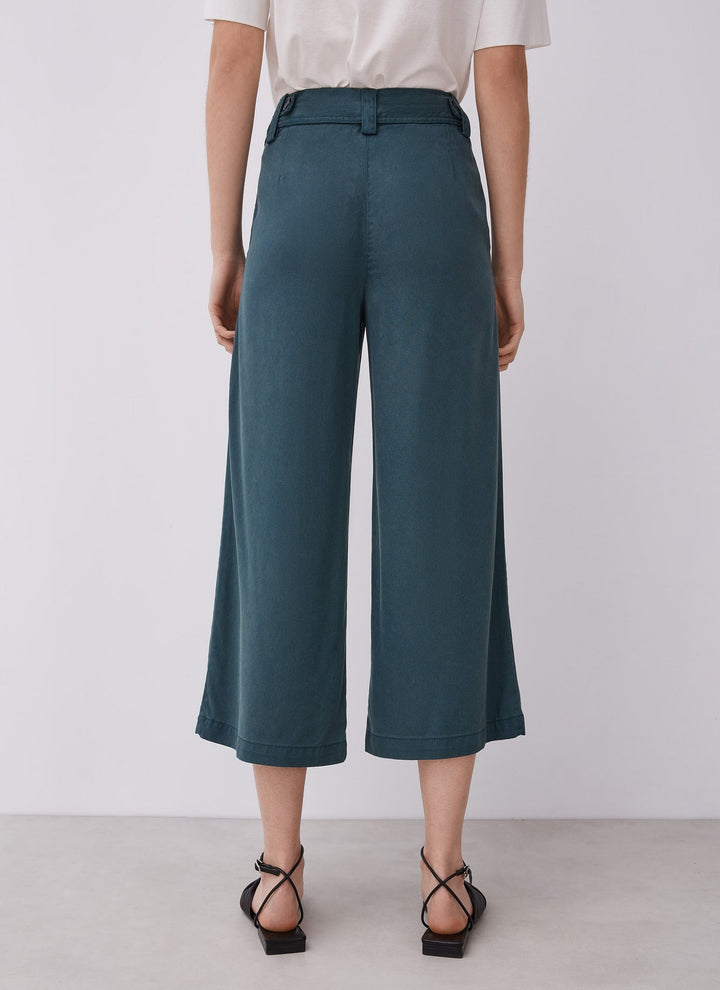 Women Trousers | Green Straight Lyocell Trousers by Spanish designer Adolfo Dominguez