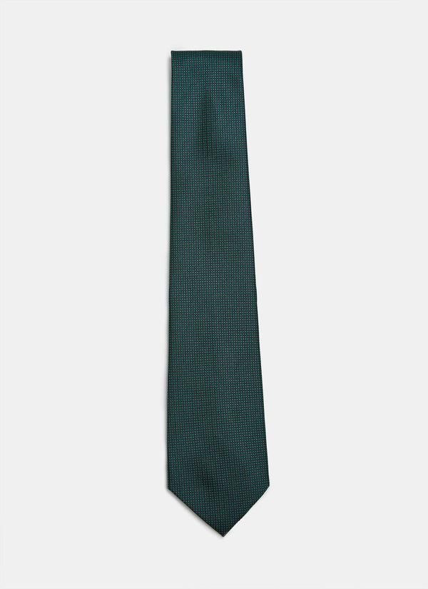 Men Tie | Green/Navy Textured Silk by Spanish designer Adolfo Dominguez