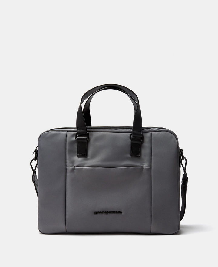 Men Bags | Grey Double Handle Nylon Briefcase by Spanish designer Adolfo Dominguez