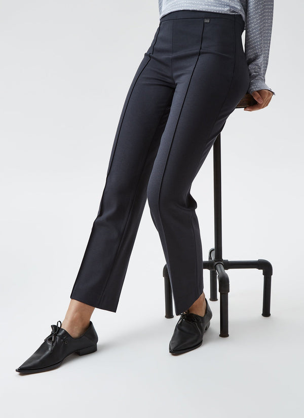Women Trousers | Grey Knit Stretch Trousers by Spanish designer Adolfo Dominguez