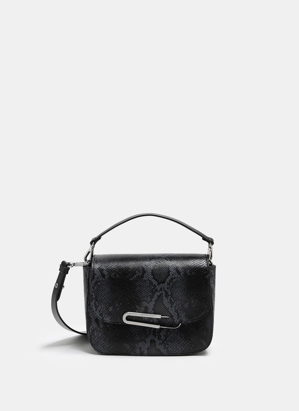 Women Leather Bag | Grey Leather Crossbody Bag With Animal Print by Spanish designer Adolfo Dominguez