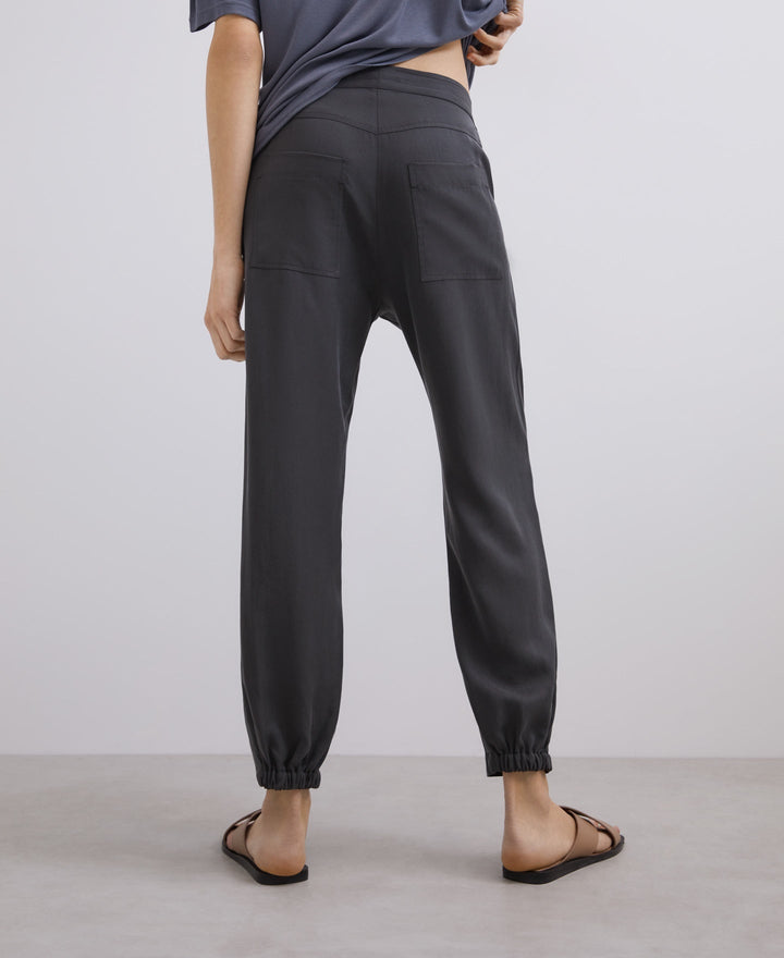 Women Trousers | Grey Lyocell Fluid Pants by Spanish designer Adolfo Dominguez