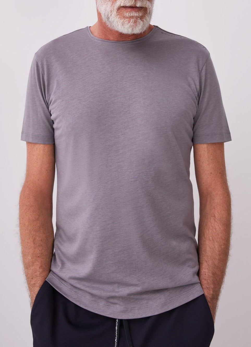Men T-Shirt (Short Sleeve) | Grey Lyocell Short Sleeve T-Shirt by Spanish designer Adolfo Dominguez