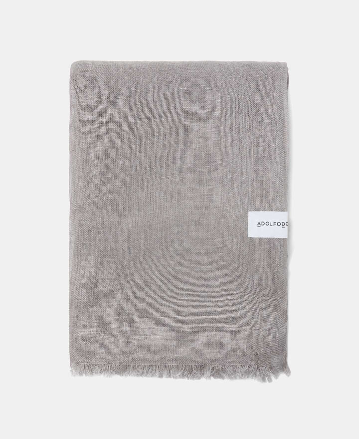 Men Scarf | Grey Melange Plain Linen Foulard by Spanish designer Adolfo Dominguez