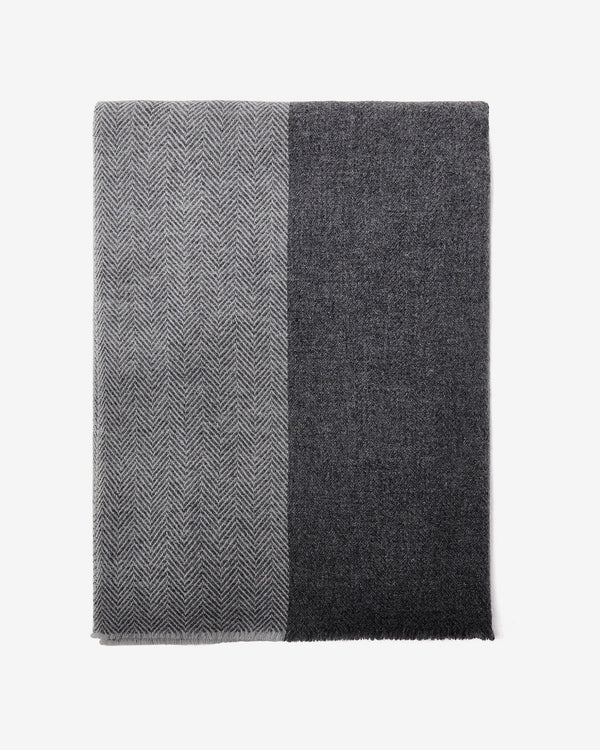 Men Scarf | Grey Merino Wool Herringbone Shawl by Spanish designer Adolfo Dominguez