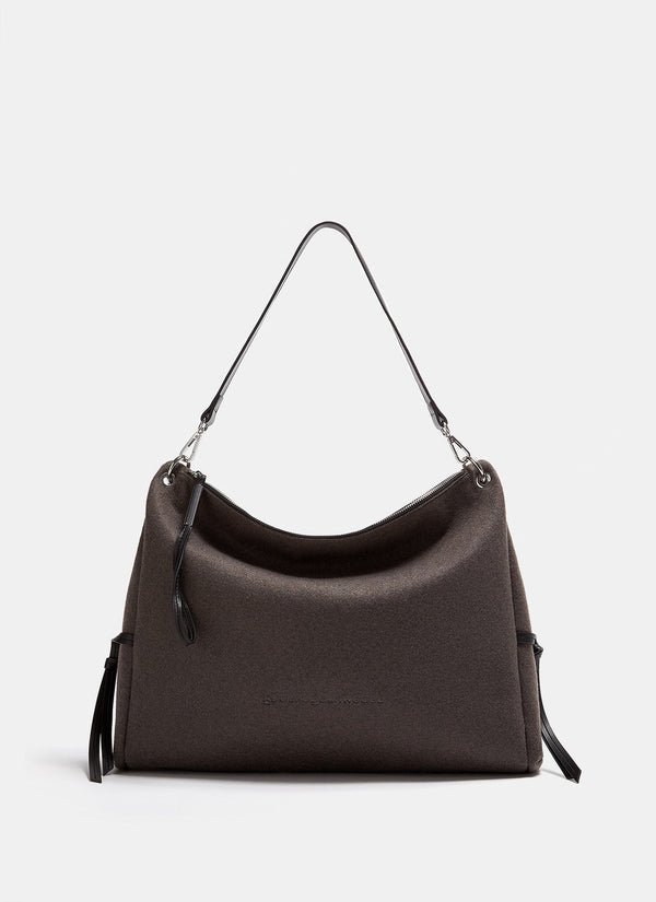 Women Bags | Grey Recycled Felt Crossbody Bag by Spanish designer Adolfo Dominguez