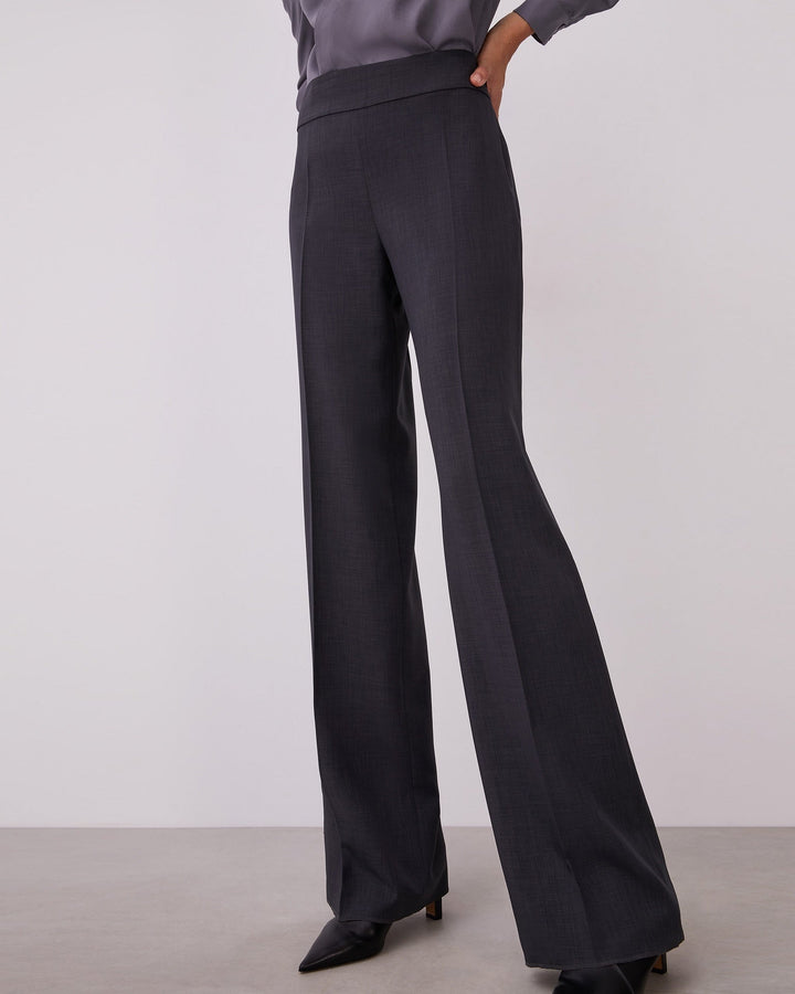 Women Trousers | Grey Straight Fluid Trousers by Spanish designer Adolfo Dominguez