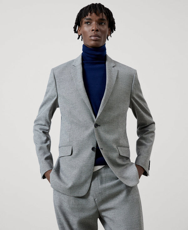 Men Structured Jacket | Grey Tailored Blazer by Spanish designer Adolfo Dominguez