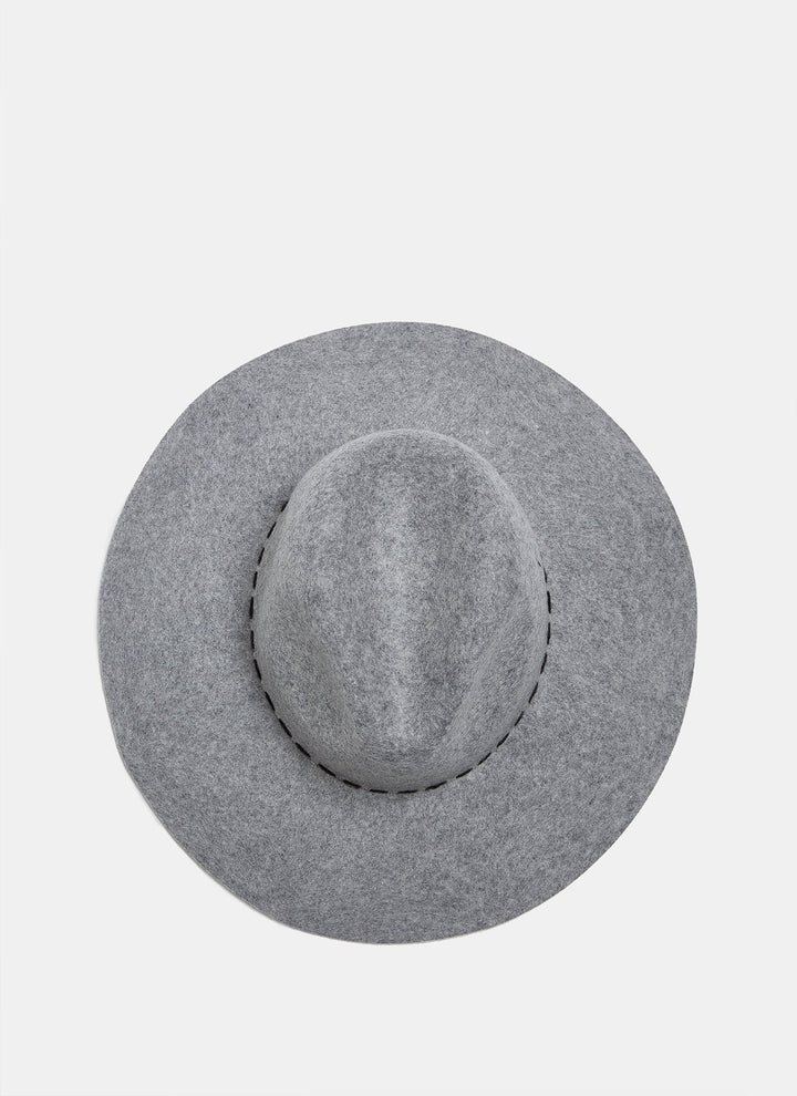 Women Hat | Grey Wool Hat With Contrasting Stitching by Spanish designer Adolfo Dominguez