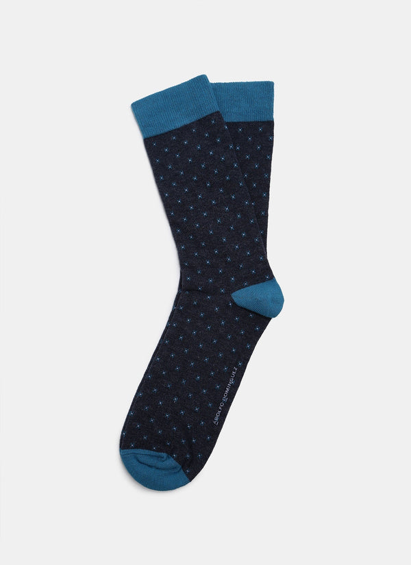 Men Socks | Grey/Blue Low Cut Socks With Micro Motif by Spanish designer Adolfo Dominguez