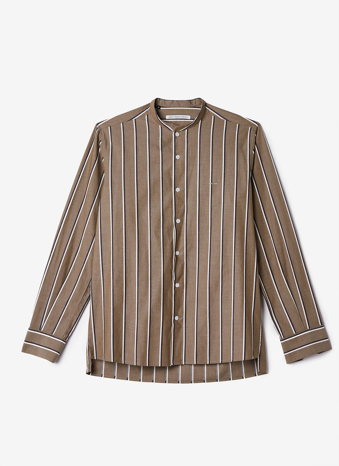 Men Shirt | Ike Green Mandarin Collar Cotton Shirt by Spanish designer Adolfo Dominguez