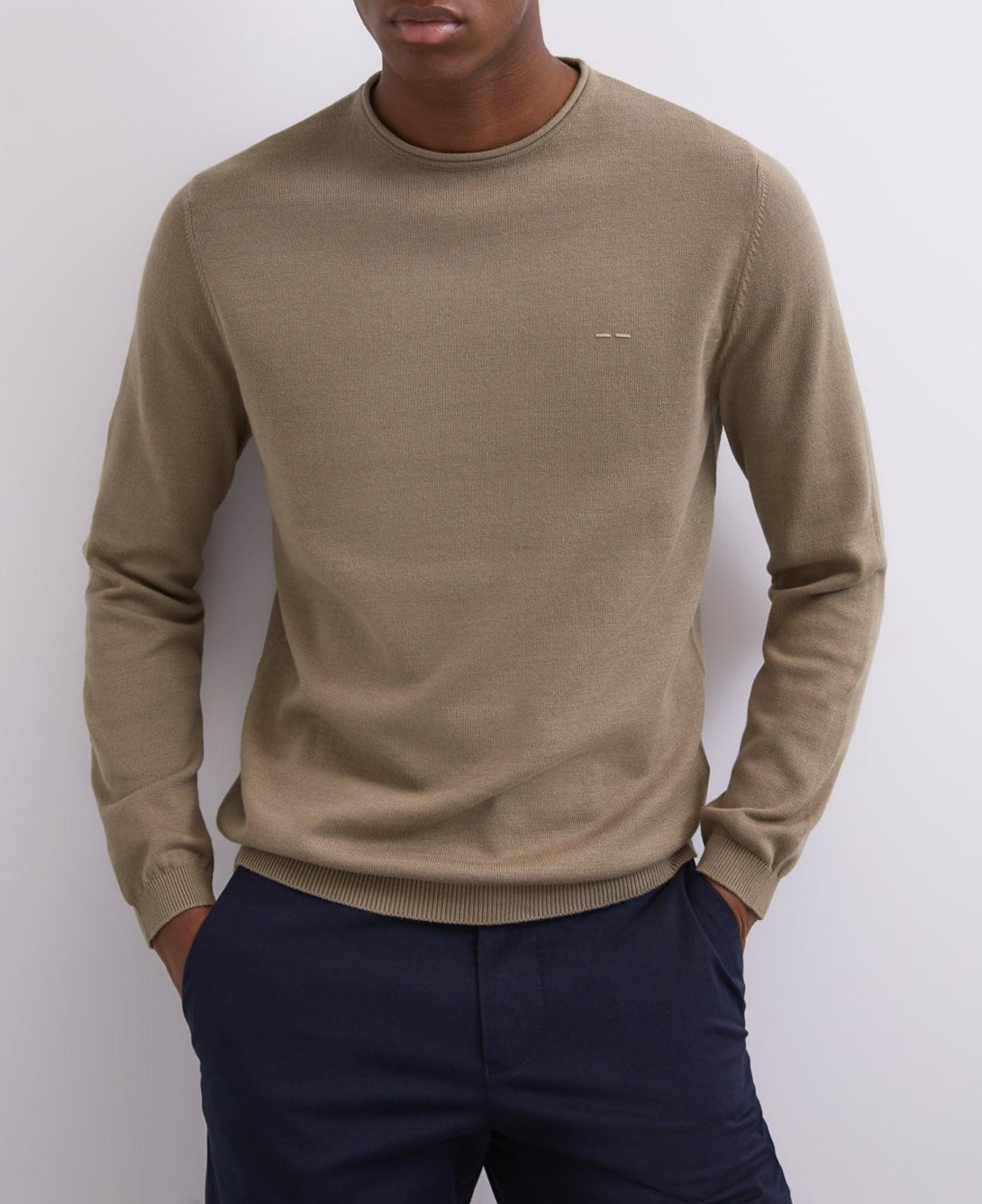 Men Jersey | Ike Green Organic Cotton Crew Collar Sweater by Spanish designer Adolfo Dominguez
