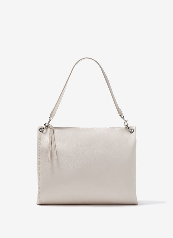 Women Bags | Ivory Hobo Bag With Granulated Finish by Spanish designer Adolfo Dominguez