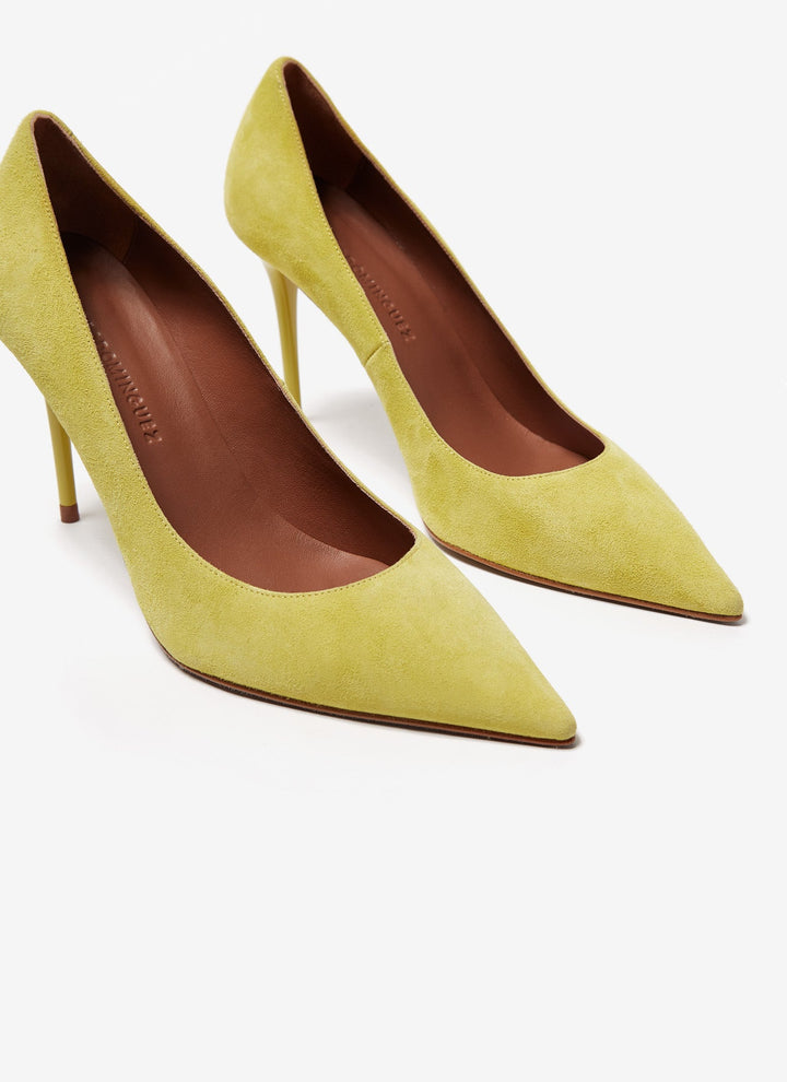 Women Shoes | Lemon Yellow Suede Stilettos by Spanish designer Adolfo Dominguez
