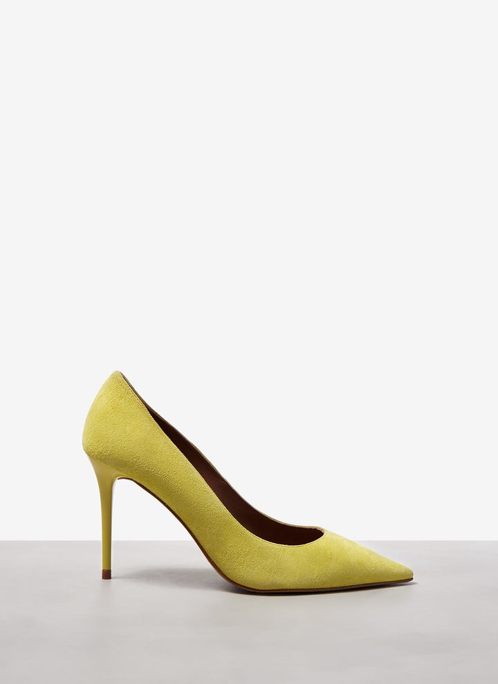 Women Shoes | Lemon Yellow Suede Stilettos by Spanish designer Adolfo Dominguez