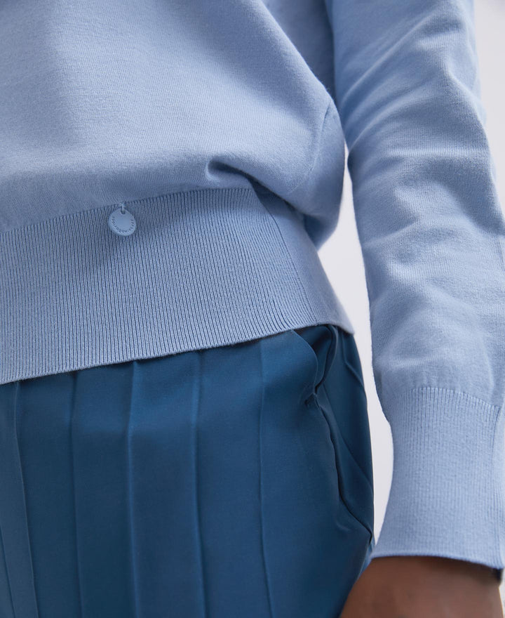 Women Jersey | Light Blue Oval Neckline Sweater by Spanish designer Adolfo Dominguez