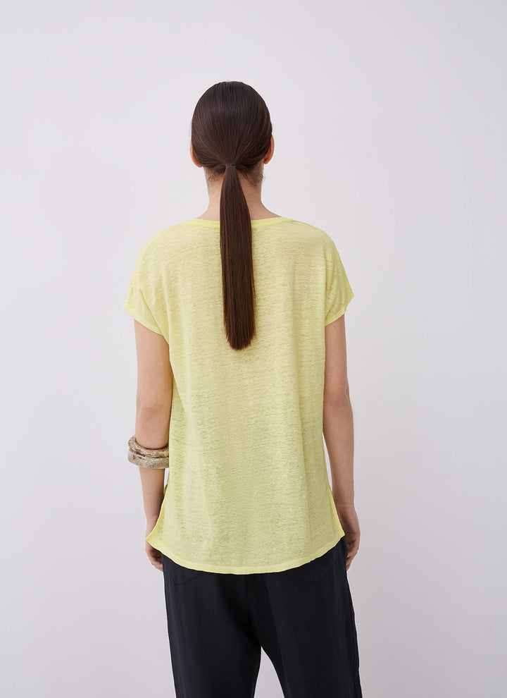 Women T-Shirt (Short Sleeve) | Light Green Delave Linen T-Shirt by Spanish designer Not specified