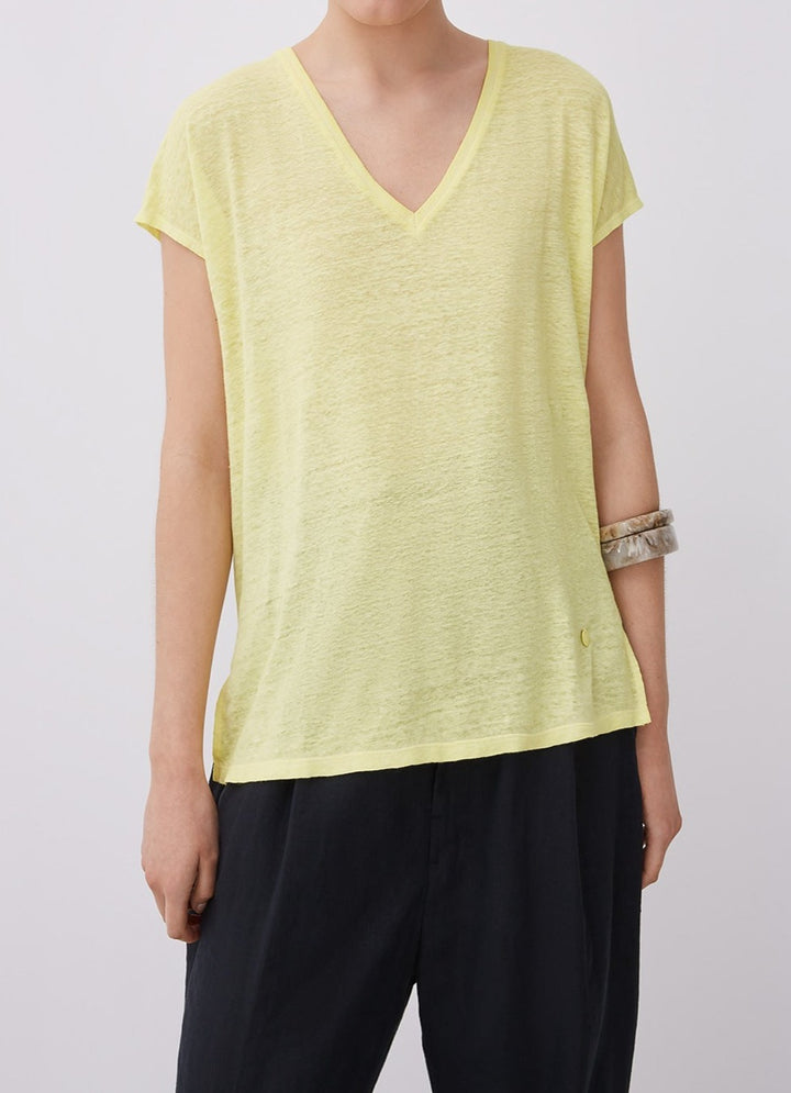Women T-Shirt (Short Sleeve) | Light Green Delave Linen T-Shirt by Spanish designer Not specified