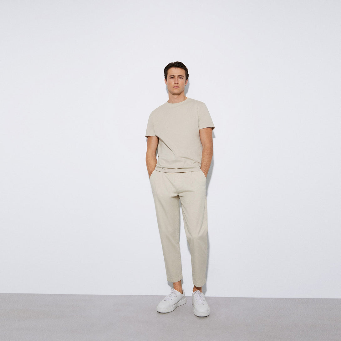 Men T-Shirt (Short Sleeve) | Light Grey Short-Sleeved Cotton T-Shirt by Spanish designer Adolfo Dominguez